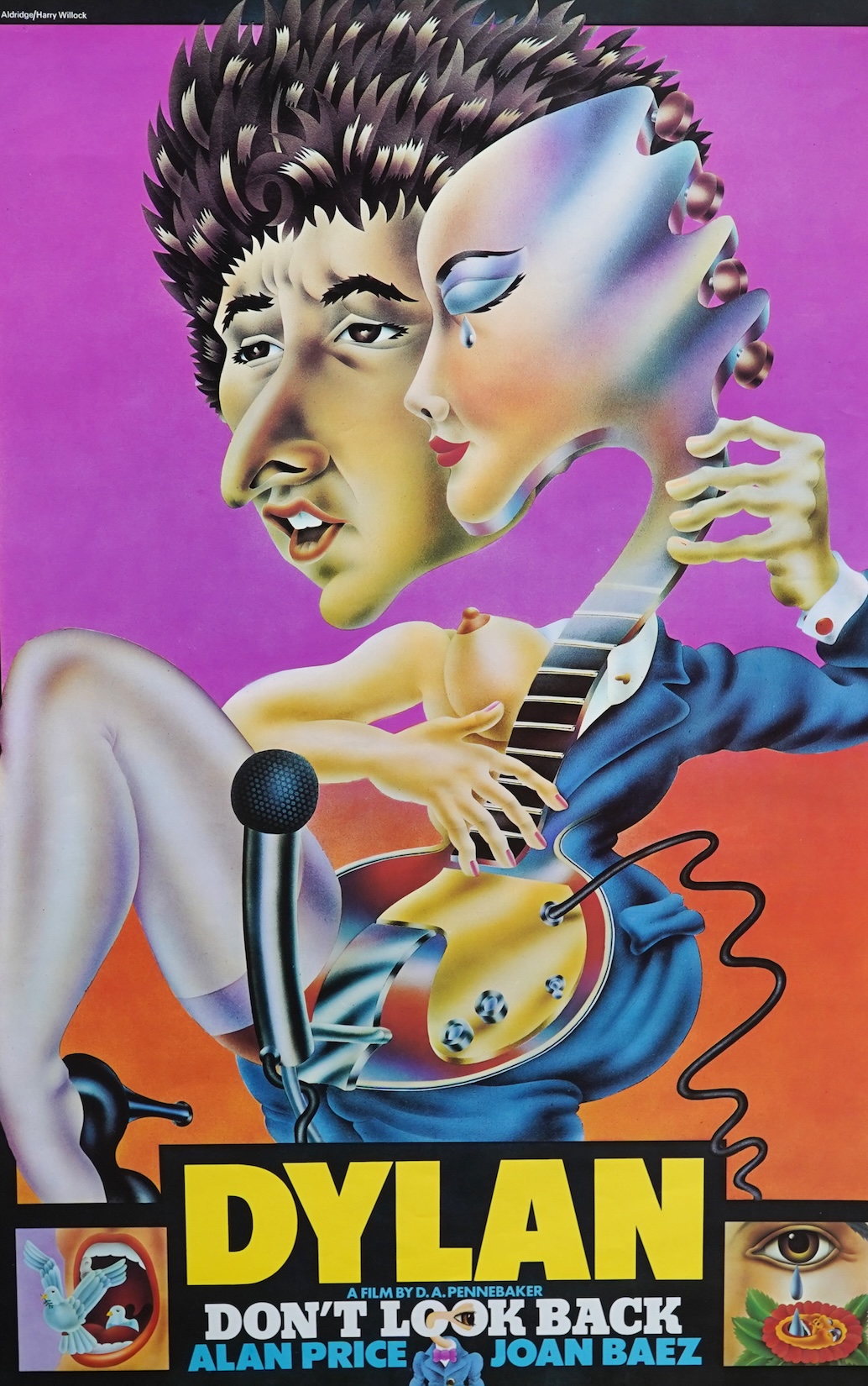 Two unframed film posters comprising Don’t Look Back, designed by Alan Aldridge, starring Bob Dylan and The Last Waltz, Promoted by Bill Graham, San Francisco, 1977, largest 76 x 50cm